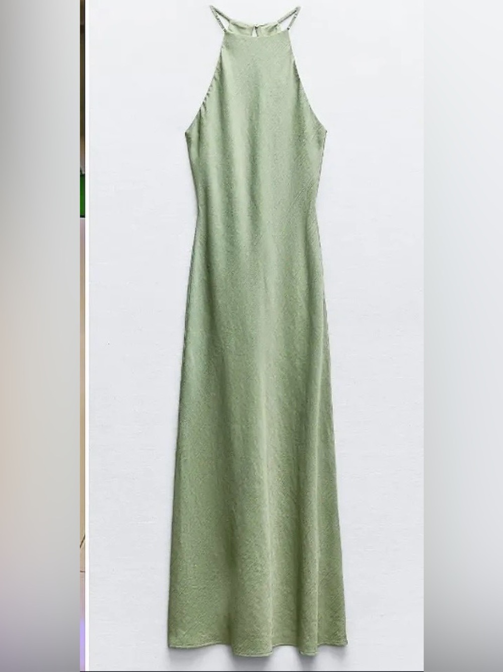 ZARA Sage Green Halter Maxi Dress